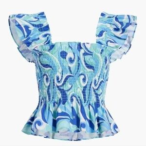 NWT XS Hill House The Paz Top in Ocean Kaleidoscope